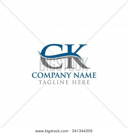 Initial Ck Letter Logo With Water Wave Business Typography Vector Template. Creative Abstract Letter