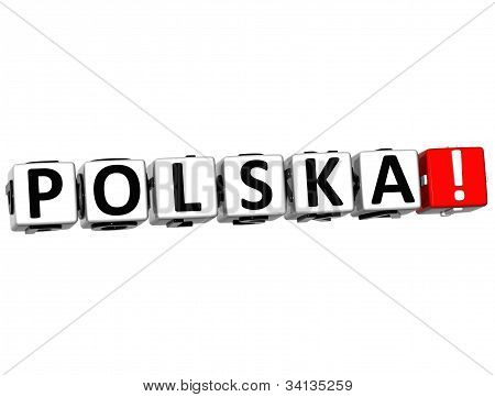 3D Polska pulsante Clicca qui blocco testo