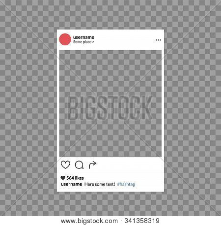 Social Network Photo Frame Mobile Template. Social Media App Vector Illustration