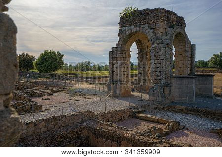 Arch Of Caparra, Ancient Roman City Of Caparra In Extremadura, Spain