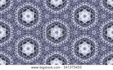 Chambray And Serenity Abstract Seamless Background. Template With Geometric Design. Symmetric Abstra