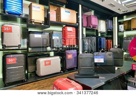 HONG KONG, CHINA - CIRCA JANUARY, 2019: interior shot of Samsonite store in Elements shopping mall.