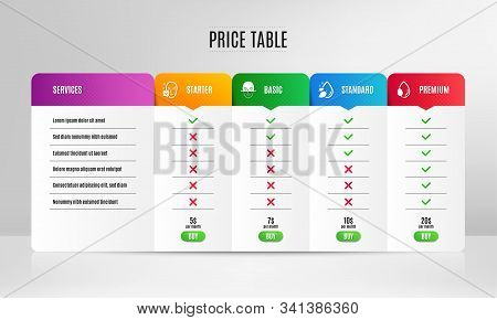 Water Drop, Face Recognition And Face Accepted Icons Simple Set. Pricing Table, Price List. Leaf Dew