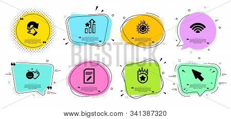 Mouse Cursor, Ranking Stars And Edit Document Line Icons Set. Chat Bubbles With Quotes. Wifi, Gear A