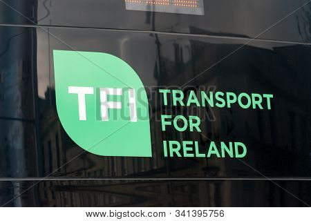 Dublin, Ireland - November 6, 2019: Lofo And Sign Of Tfi, Transport For Ireland On The Bus.