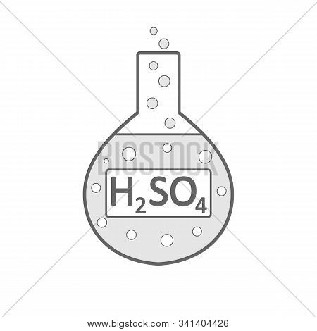 Laboratory Glass With Sulfuric Acid On White Background. Vector Illustration.