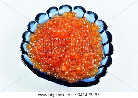 Caviar Red Useful Food, A Popular Snack For The Holiday. This Salting Caviar Salmon Fish Species: Pi