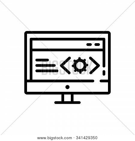Black Line Icon For Web-doveloper Web Doveloper Progressist Monitor Software