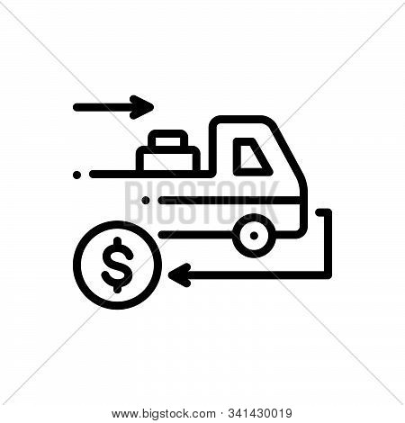 Black Line Icon For Cashondelivery Deliver  Receive  Shipping Vehicle Shipment Courier Cash Payment