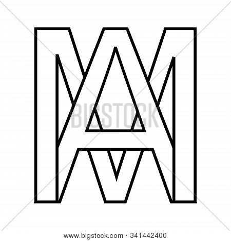 Logo Sign Am, Ma Icon Sign Interlaced Letters A, M Vector Logo Am, Ma First Capital Letters Pattern 