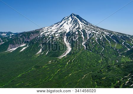 Panoramic View Of The City Petropavlovsk-kamchatsky And Volcanoes: Koryaksky Volcano, Avacha Volcano