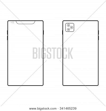 Smartphone Mockup Icon Front And Back Side. Simple Flat Vector Illustration Isolated Eps10 On White 