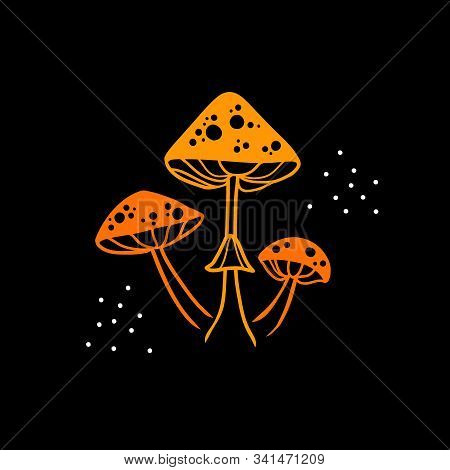 Halloween Doodle Toadstool. Spooky And Fun Hand Drawn Mashroom Element For Halloween Decorations And