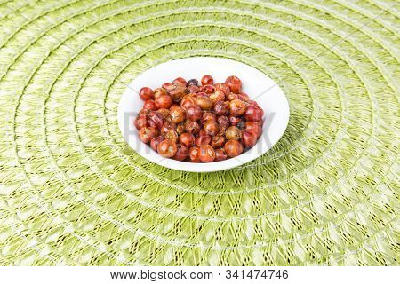 Handful Of Red Spicy Tiny Round Chile Tepin Peppers