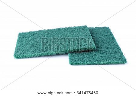 Rectangular Green Wiry Washing Sponges With Coarse Scrubbing Power