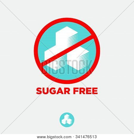 Sugar Free Icon. Simple Linear Icon. Three Cubes Of Sugar. The Minimalist Style.