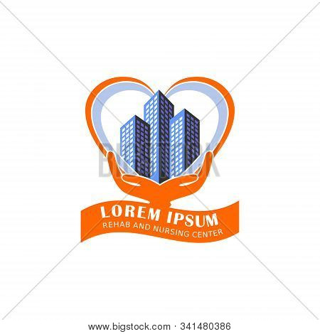 Nursing Center Company Logo Concept  Medical And Healtcare Logo Design Template, Heart Shape, Banner