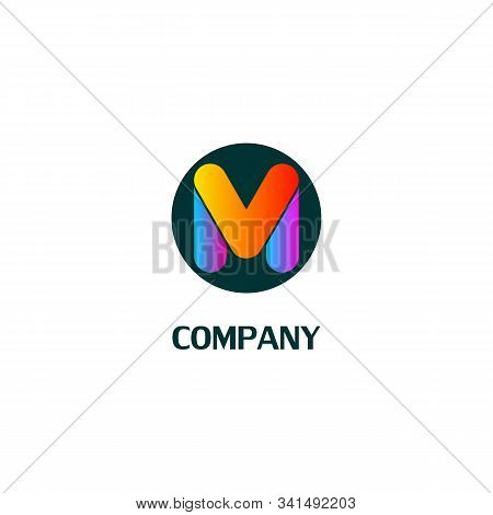 Letter M Or Mv Or Vm Alphabet Company Logo Design Template, Mobile Media Company Logo Concept, Color