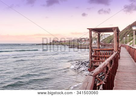 Boardwalk At Gonubie Beach In East London Eastern Cape, South Africa At Sunset. Beautiful Seascape B