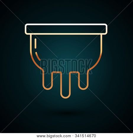 Gold Line Udder Icon Isolated On Dark Blue Background. Vector Illustration
