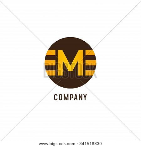 Letter M Alphabetic Logo Design Template, Em Abjad, Flat Simple Clean, Black & Coffee Brown, Gold, L