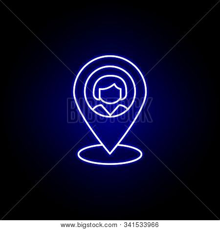 Localization Friendship Outline Blue Neon Icon. Elements Of Friendship Line Icon. Signs, Symbols And