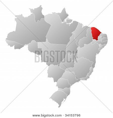 Map Of Brazil, Ceará Highlighted