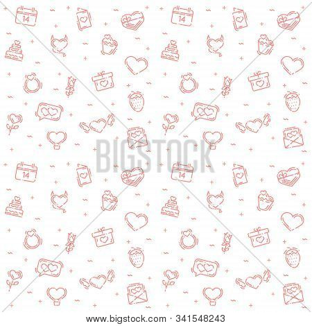 Valentines Pattern With Line And Flat Elements