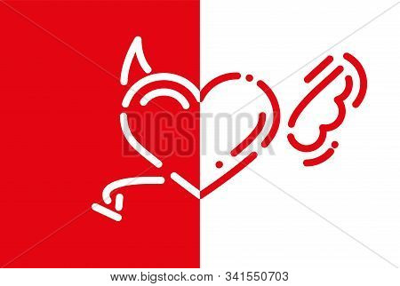 Angel And Demon Hearts. Red And White