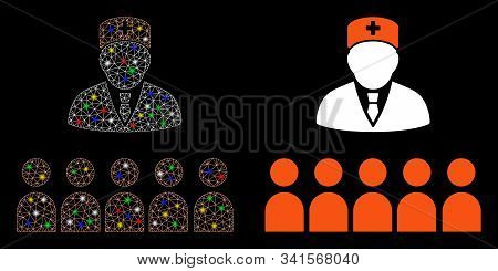 Glowing Mesh Medical Class Icon With Glow Effect. Abstract Illuminated Model Of Medical Class. Shiny