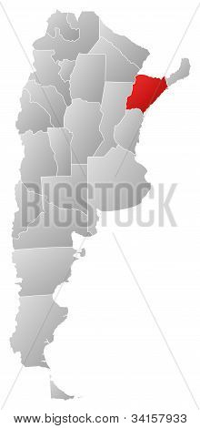แผนที่ของอาร์เจนตินา Corrientes ที่เน้น