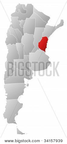 Map Of Argentina, Entre Ríos Highlighted
