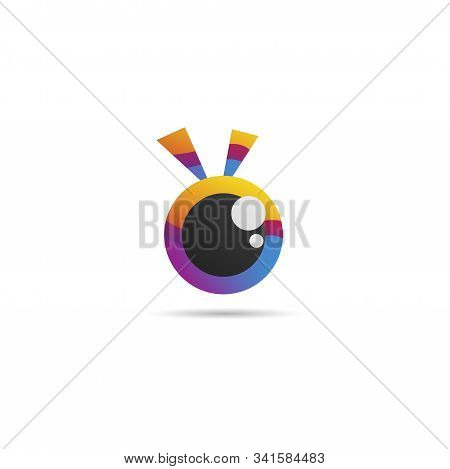 Colorful Eye Logo Design Template, Company Logo Concept, Vector Icon, Blue, Pink, Yellow, Violet, Pu
