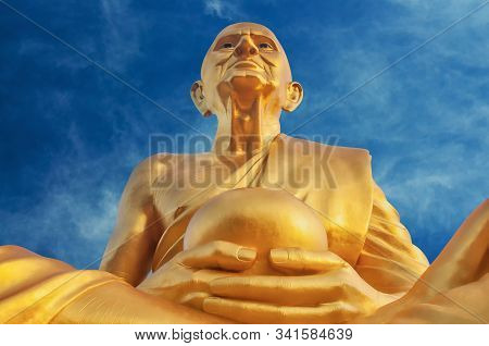 Giant Golden Buddha Statue Luang Pu Thuat In Thai Public Buddhist Temple