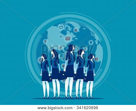 Business Globe Network. Concept Business Vector Illustration, Finance And Industry, Teamwork, Market