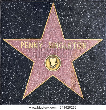Los Angeles, Usa - Mar 5, 2019: Closeup Of Star On The Hollywood Walk Of Fame For Penny Singleton.