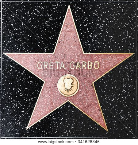 Los Angeles, Usa - March 5, 2019: Closeup Of Star On The Hollywood Walk Of Fame For Greta Garbo.