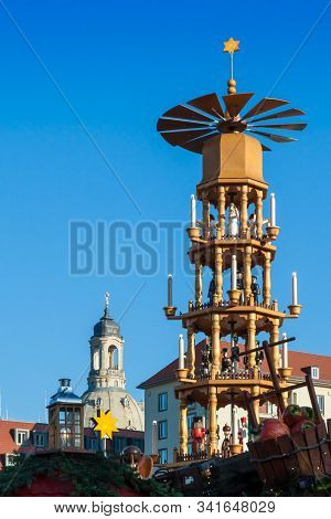 The Pyramid Of The Christmas Market In Dresden, Germany