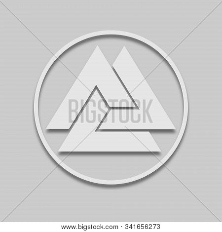 Slavic Valknut Sign Icon In The Bright Tone With A Shadow On A Gray Background