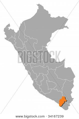Kort over Peru, Moquegua fremhævet