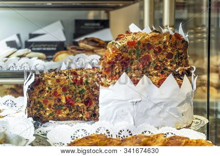 Tasty Traditional Bolo-rei In Bakery In Portugal