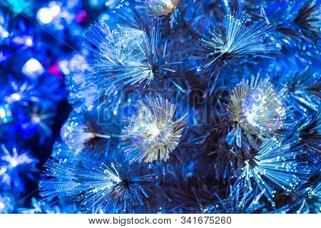 Christmas fiber optic decorated Tree with dectoration,holiday concept.
