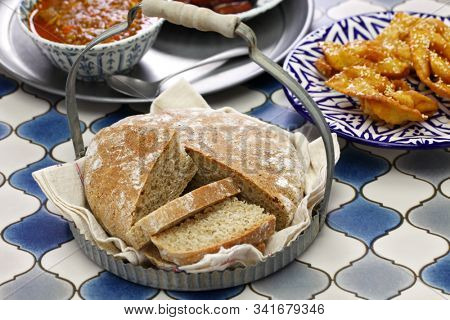 homemade khobz, traditional moroccan flatbread