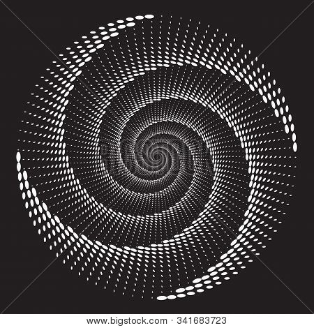 Dotted Halftone Vector Spiral Pattern Or Texture. Stipple Dot Backgrounds With Ellipses