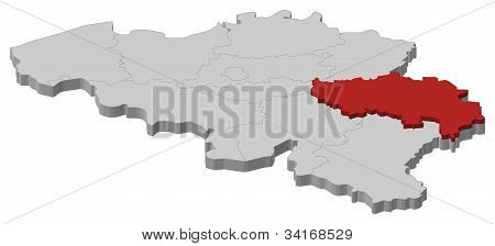 Map Of Belgium, Liège Highlighted