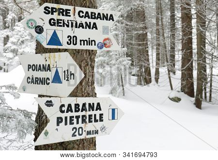 Touristic information signs in the outdoors