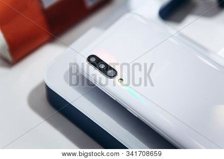 Turkey, Istanbul, December 20, 2019: Close-up Of The Back Cover Or Rear View Of The New Modern Samsu