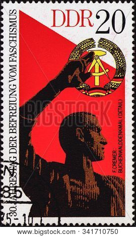 Saint Petersburg, Russia - December 19, 2019: Postage Stamp Issued In The German Democratic Republic