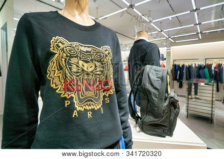 HONG KONG, CHINA - JANUARY 23, 2019: interior shot of Kenzo store in New Town Plaza. New Town Plaza is a shopping mall in the town centre of Sha Tin, Hong Kong.