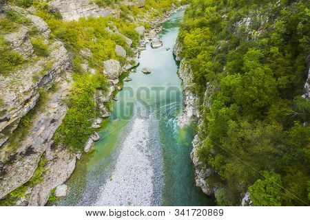 Tara River Canyon, Mountains And Forests Around In The Durmitor Nature Park, Montenegro